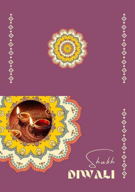 Free custom printable Diwali folded card templates .